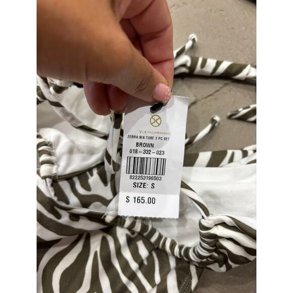 Vix Paula Hermanny Zebra Bia Tube Bikini Brown White NWT Size Small - Picture 6 of 6